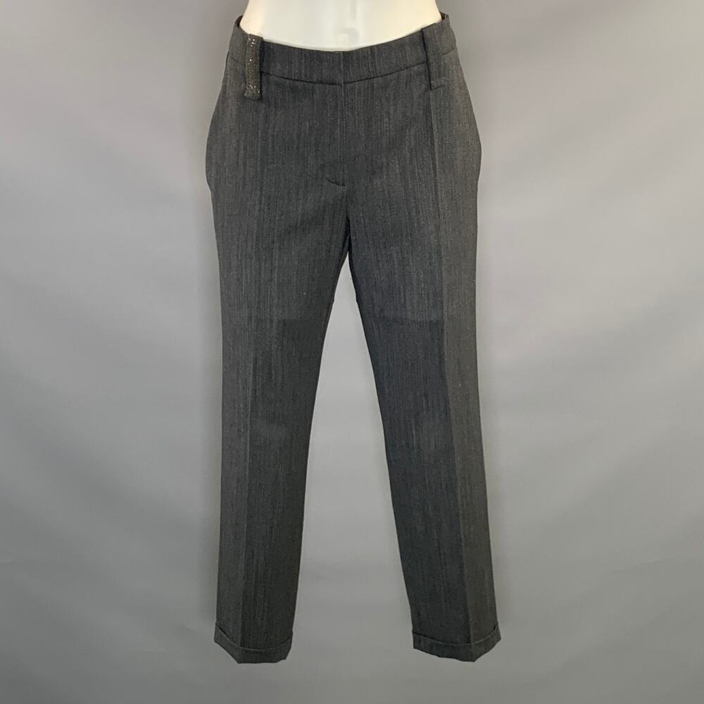 BRUNELLO CUCINELLI Size 6 Dark Grey Not Listed Heather Tapered Dress Pants